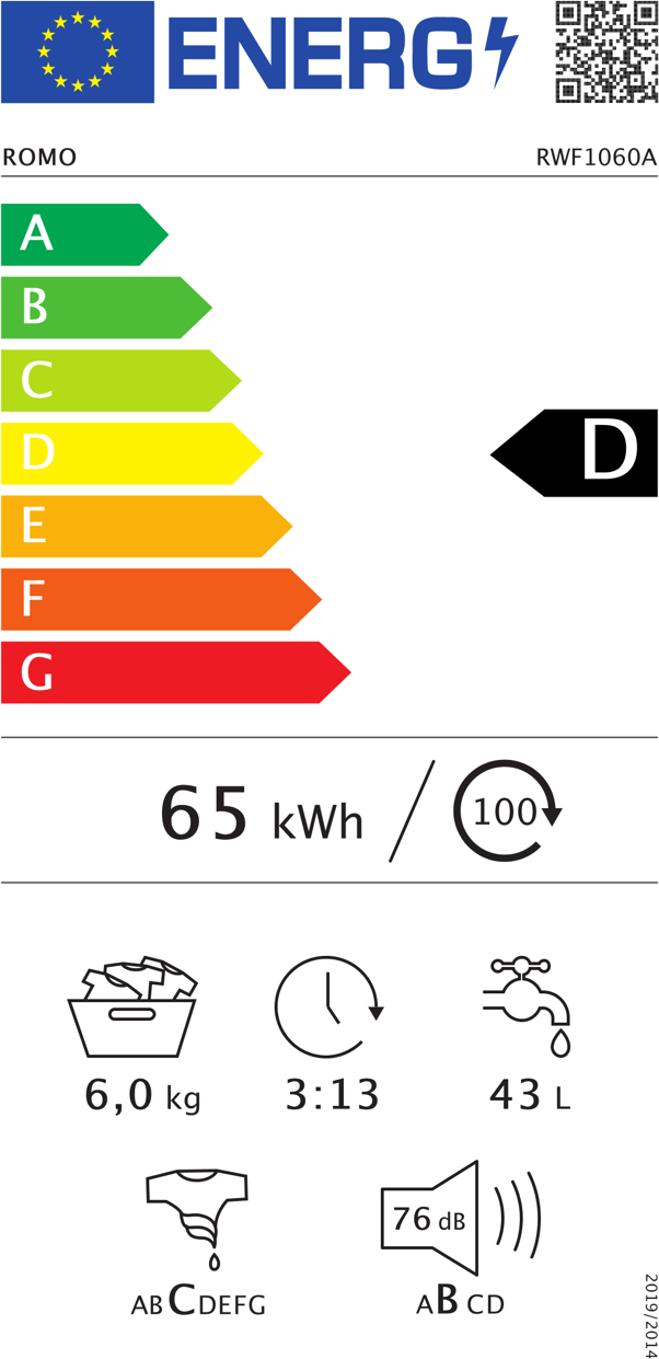PRAČKA RWF1060A - energetický štítek