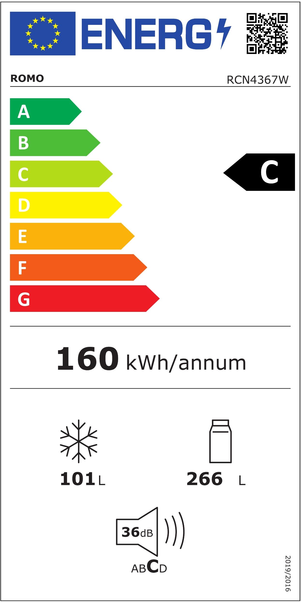 CHLADNIČKA RCN4367W - energetický štítek