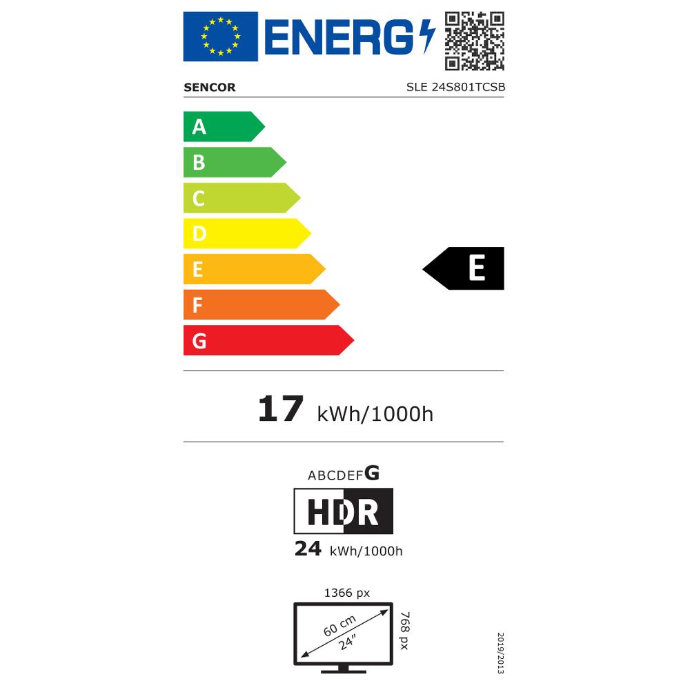 SLE 24S801TCSB SMART TV SENCOR - energetický štítek