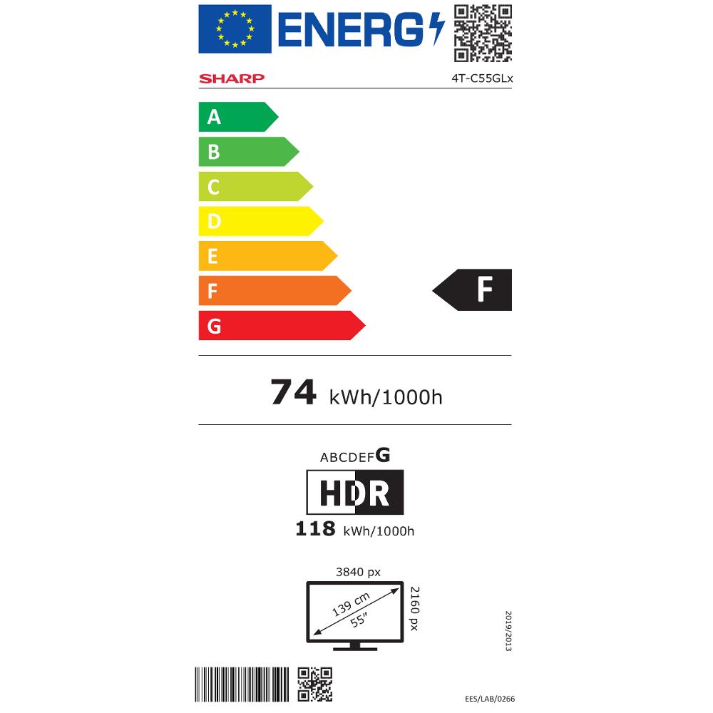 55GL4260E GOOGLE FRAMELESS UHD TV - energetický štítek