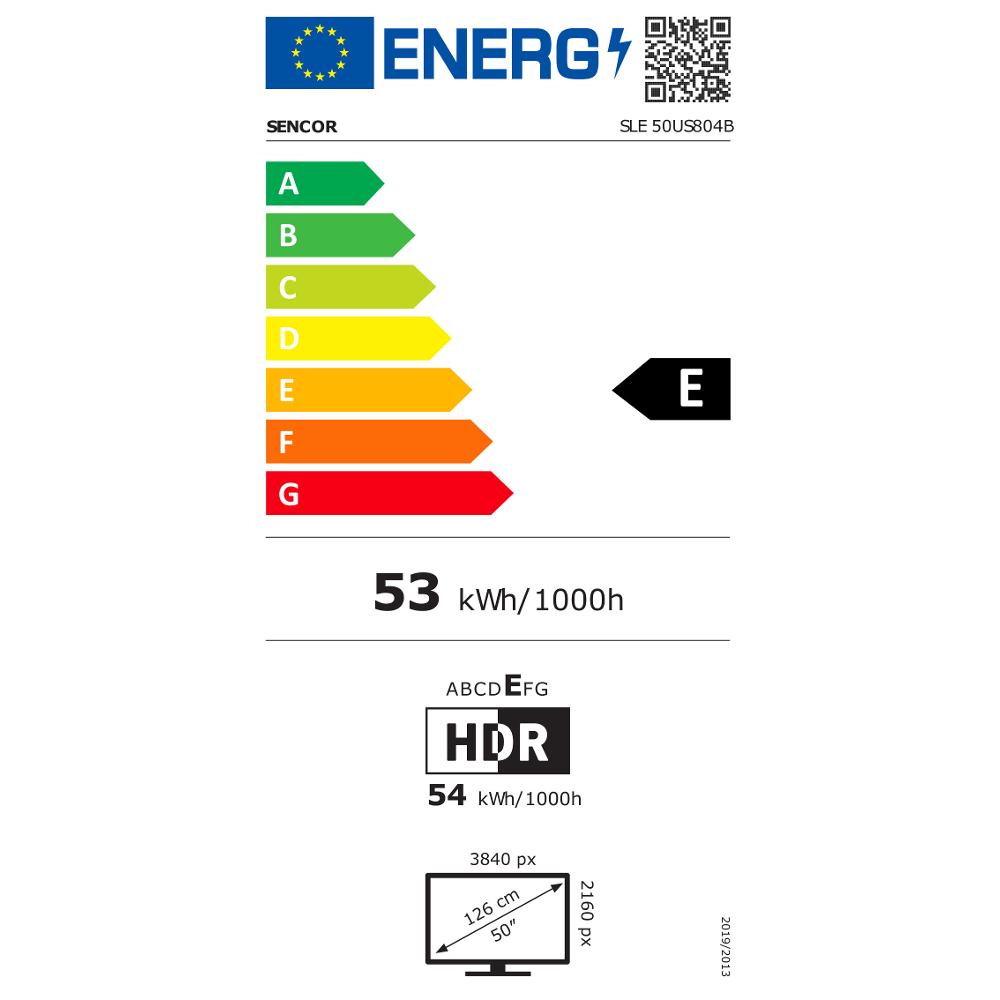 SLE 50US804B WEBOS UHD TV SENCOR - energetický štítek
