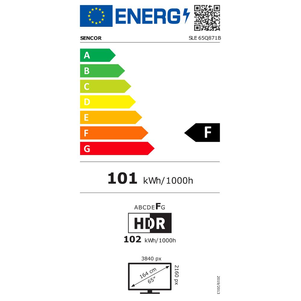 SLE 65Q871B Q-SERIES WEBOS TV SENCOR - energetický štítek
