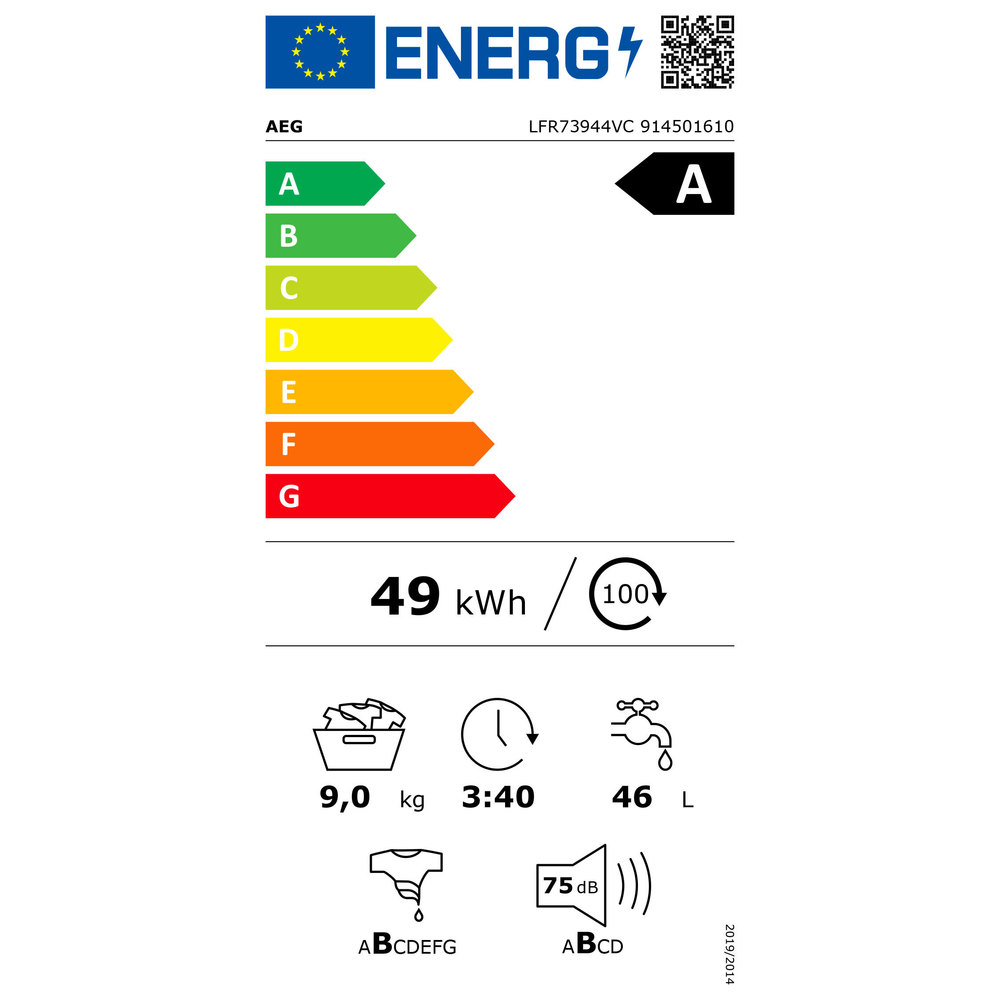LFR73944VC PRAČKA AEG - energetický štítek