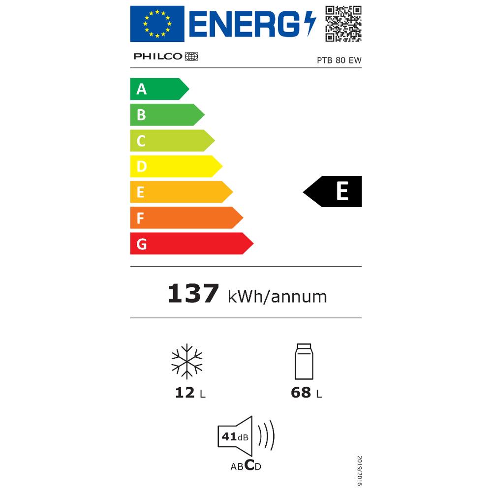 PTB 80 EW chladnička s mrazákem PHILCO - energetický štítek