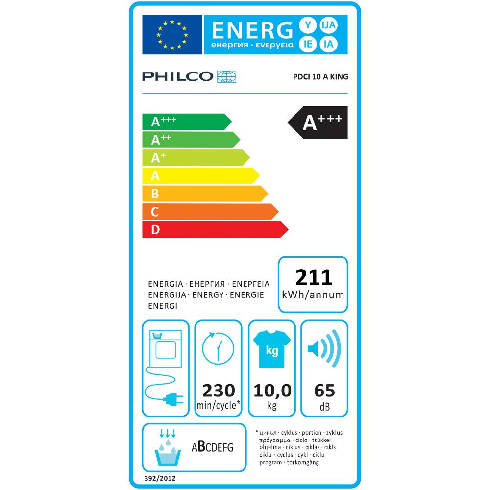 PDCI 10 A King SUŠIČKA PRÁDLA PHILCO - energetický štítek
