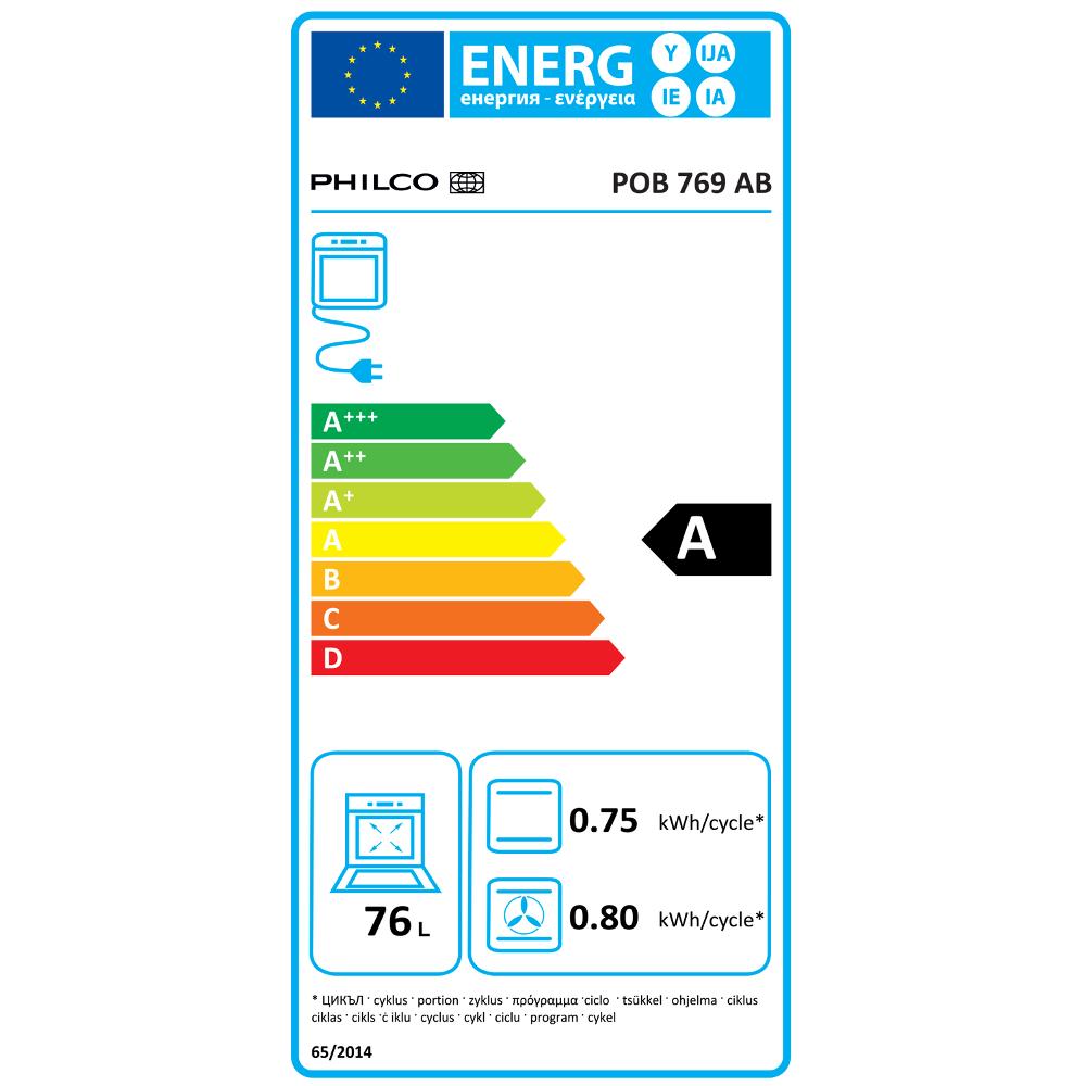 POB 769 AB VESTAVNÁ TROUBA PHILCO - energetický štítek