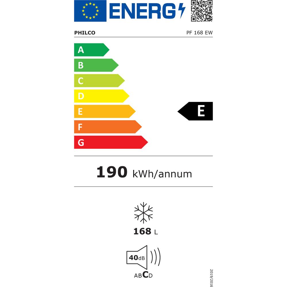 PF 168 EW šuplíkový mrazák PHILCO - energetický štítek