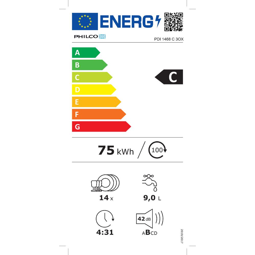 PDI 1468 C 3OX myčka nádobí 60 cm  - energetický štítek