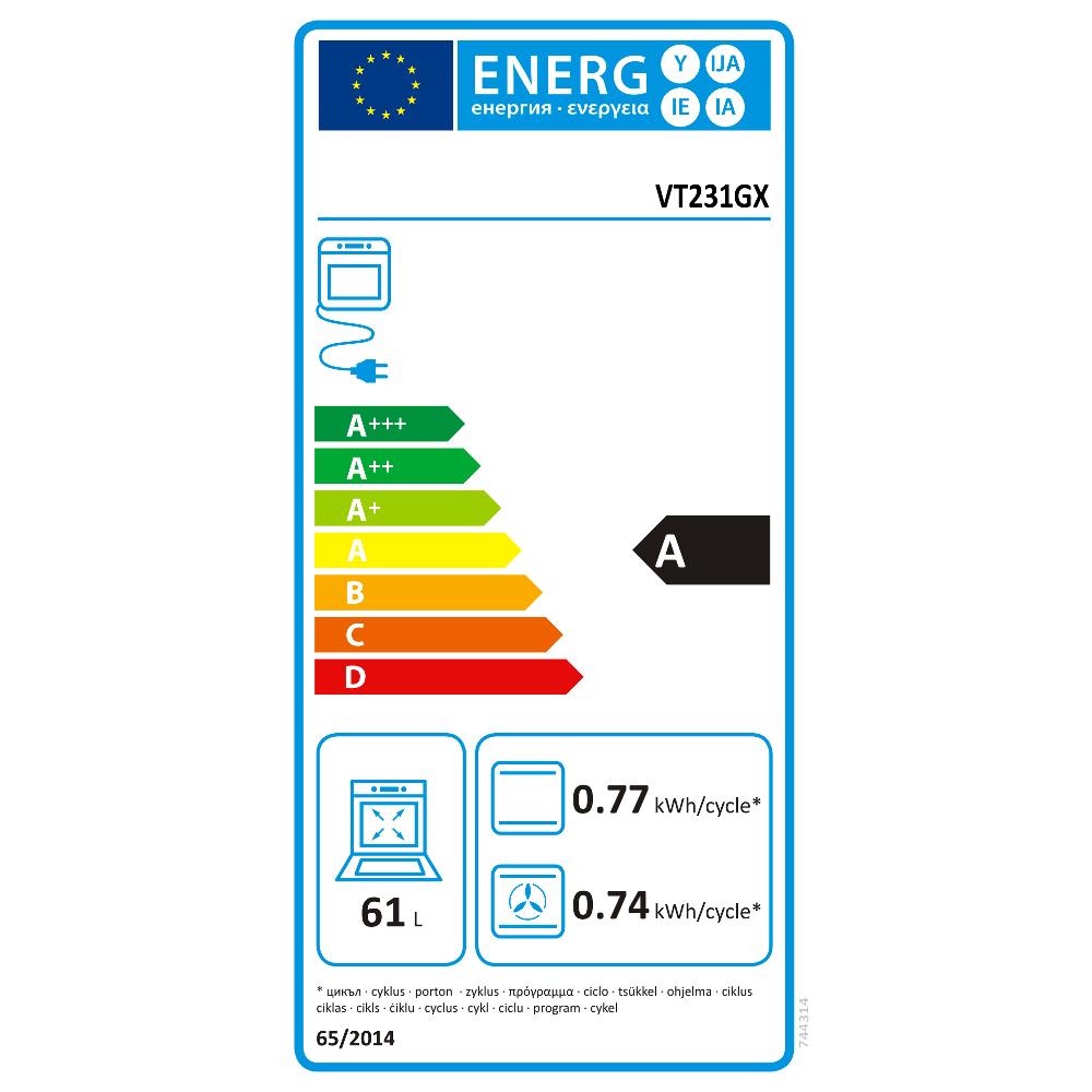 VT 231 GX TROUBA VESTAVNÁ MORA - energetický štítek