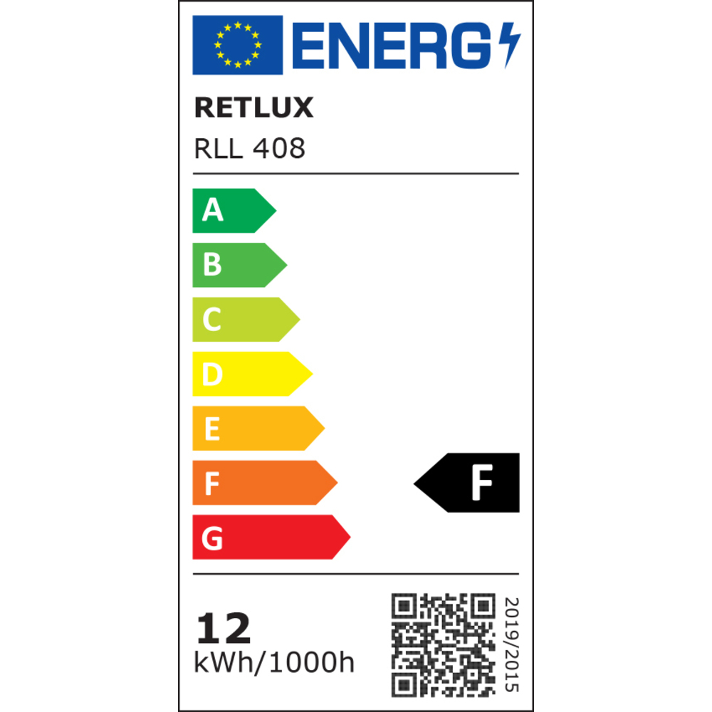 RLL 408 A60 E27 bulb 12W DL   - energetický štítek