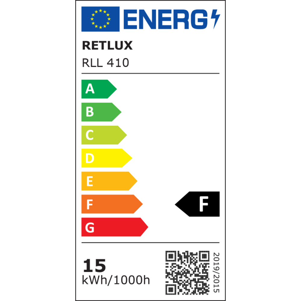 RLL 410 A65 E27 bulb 15W CW - energetický štítek
