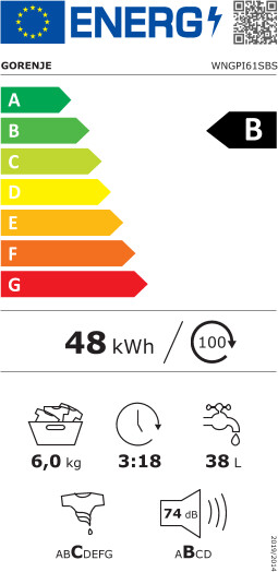 Gorenje WNGPI61SBS Pračka předem plněná - energetický štítek