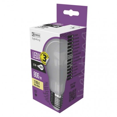 LED žárovka Filament mléčná A60 6,7W E27 teplá bílá