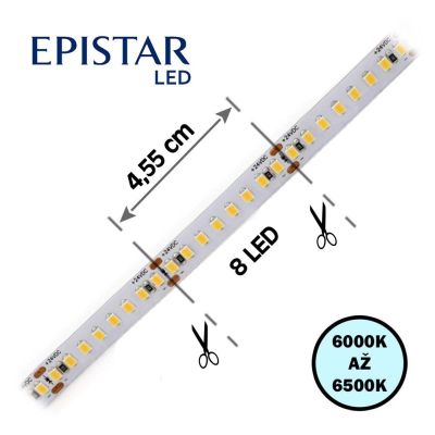 LED pásek 176LED/m, 2835, IP20, 6000-6500K, bílá, 24V, metráž