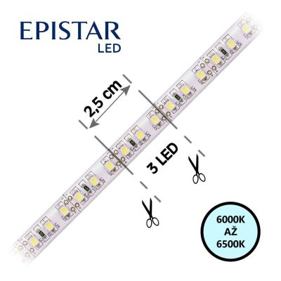 LED pásek 120LED/m, 2835, IP20, 6000 - 6500 K, bílá, 12V,
