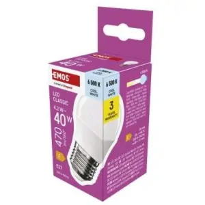 LED žárovka Classic Mini Globe / E27 / 4,2 W (40 W) / 470 lm / studená bílá