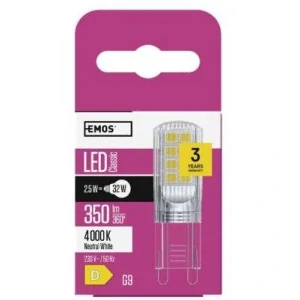 LED žárovka Classic JC / G9 / 2,5 W (32 W) / 350 lm / neutrální bílá