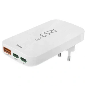 Hama rychlá USB nabíječka GaN 2x USB-C + USB-A, PD/QC 65 W, plochá, skládací