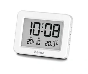 Hama Kos, digitální budík, s datem a teplotou, bílý