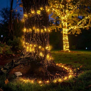 Solight LED solární řetěz, 200LED, 22m, teplá bílá