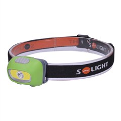 Solight LED čelová svítilna, 3W Cree + 3W COB, 120lm, bílé + červené světlo, 3x 