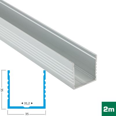 AL profil FKU72 pro LED, bez plexi, 2m, elox