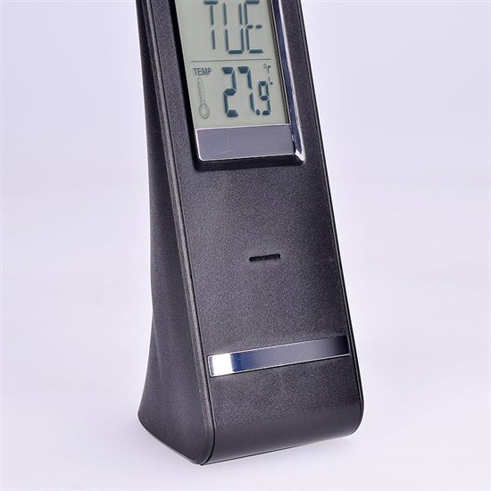 Solight LED stolní lampička nabíjecí, 5W, display, změna chromatičnosti, USB, černá