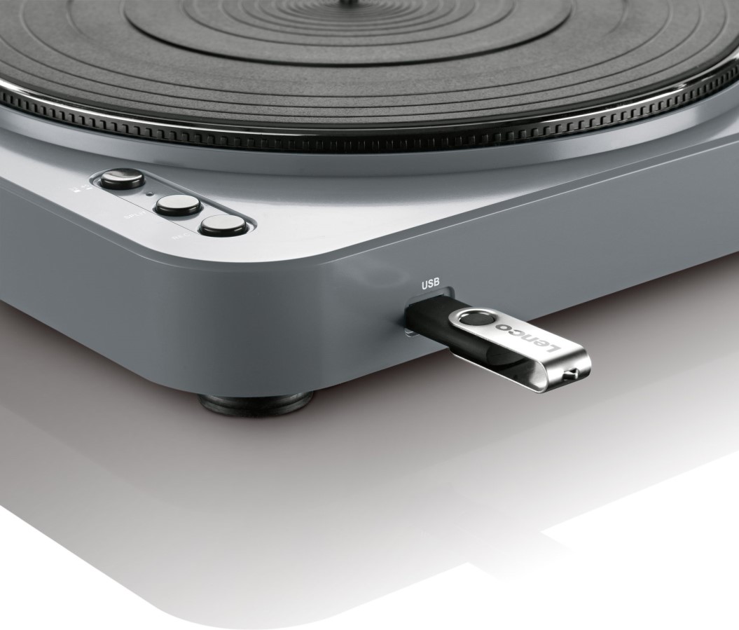 Lenco L 85 Grey - MIDI gramofon s přímým kódování do MP3,z vinylu na USB