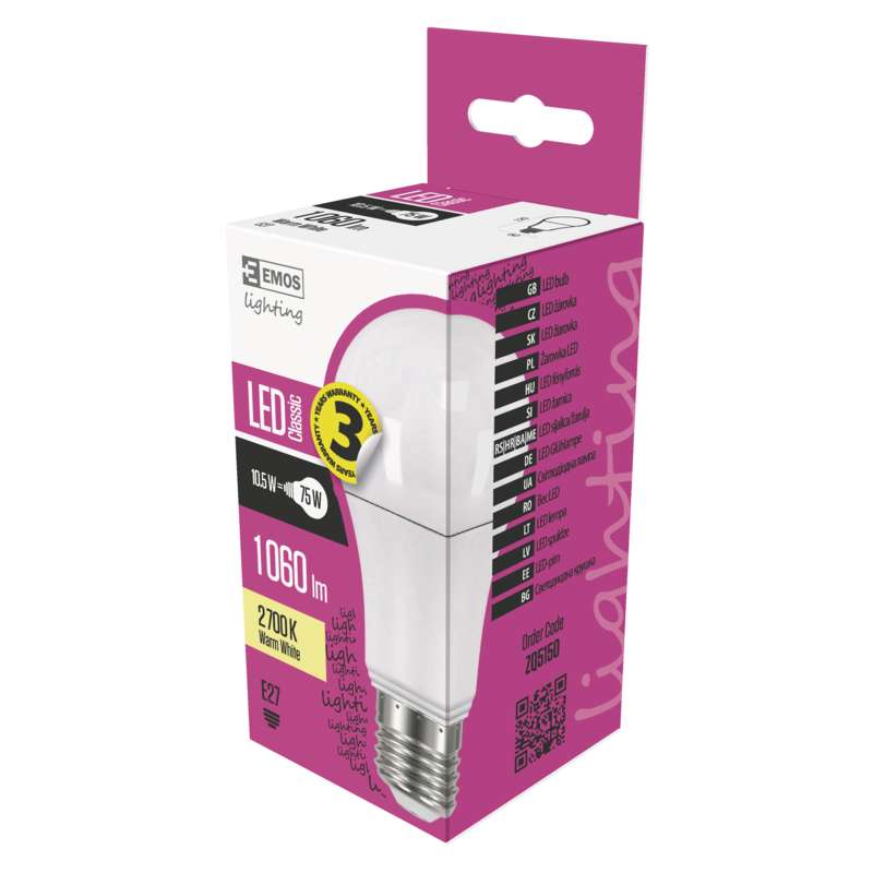 LED žárovka Classic A60 10,5W E27 teplá bílá