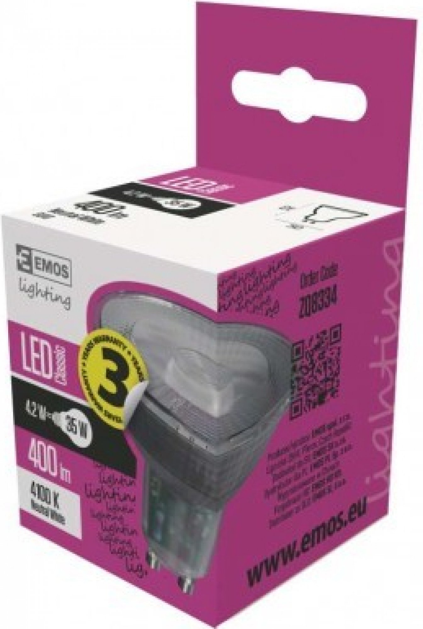 LED žárovka Classic MR16 / GU10 / 4,2 W (40 W) / 333 lm / neutrální bílá