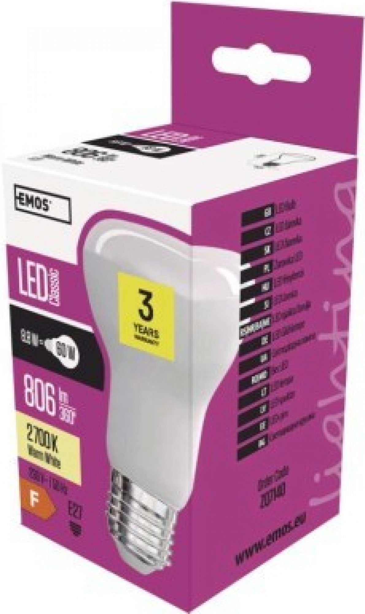 LED žárovka Classic R63 / E27 / 8,8 W (60 W) / 806 lm / teplá bílá