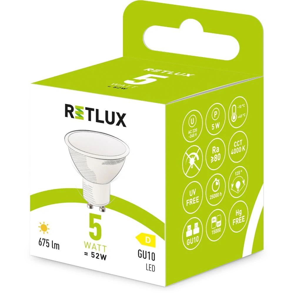 RLL 614 GU10 bulb 5W CW D RETLUX LED reflektor