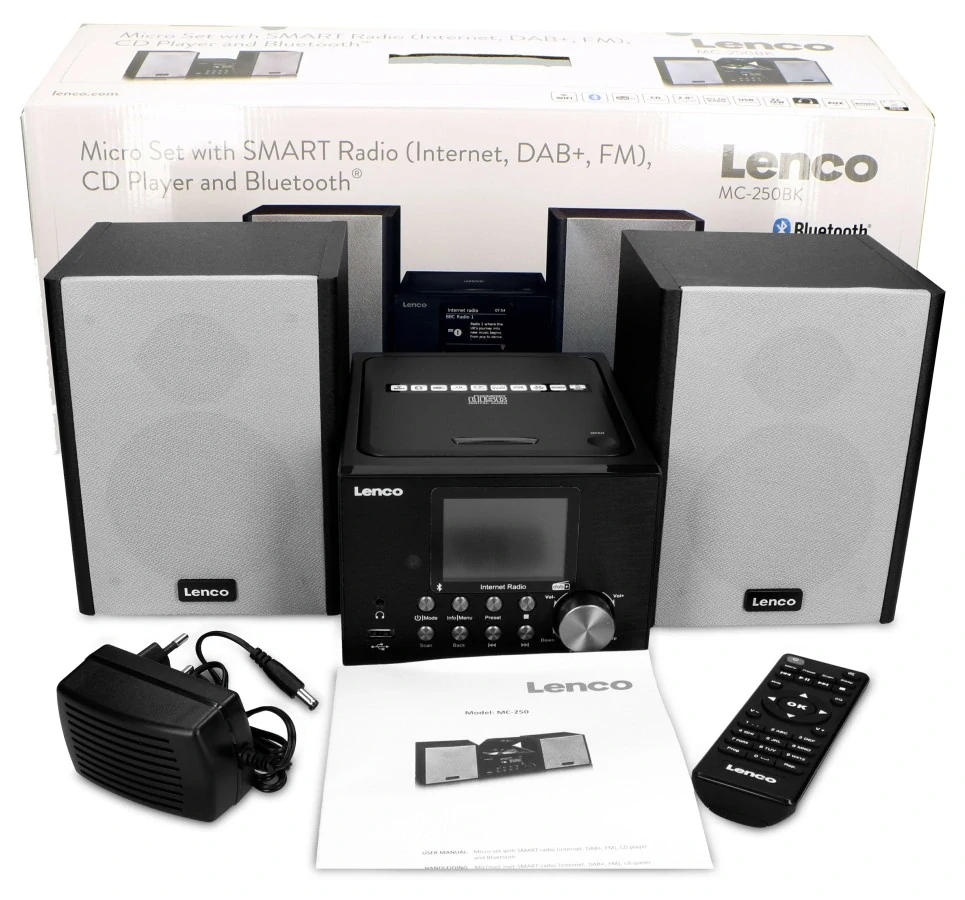Lenco MC-250BK - mikrosystém s CD, USB, internetové rádio, FM/DAB+ a Bluetooth
