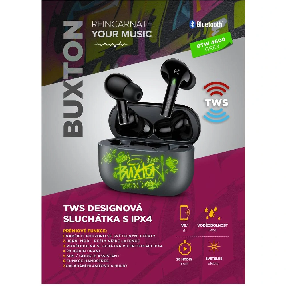 BTW 4600 GREY TWS SLUCHÁTKA BUXTON