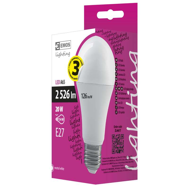 LED žárovka Premium A70 20W E27 neutrální bílá