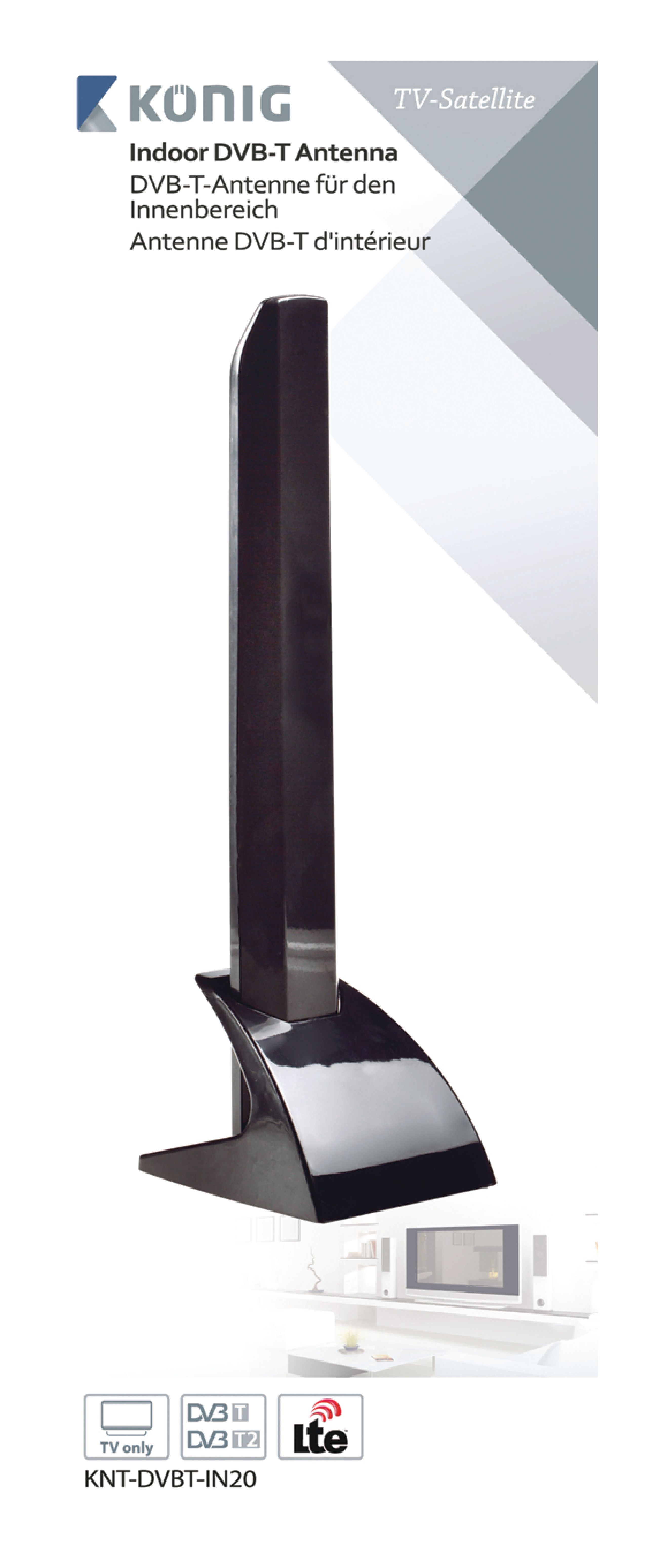 Vnitřní DVB-T/T2 - DAB+ Anténa 15 dB VHF / UHF