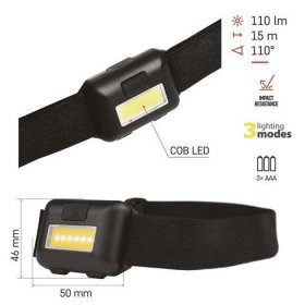 COB LED čelovka P3537, 110 lm, 3× AAA