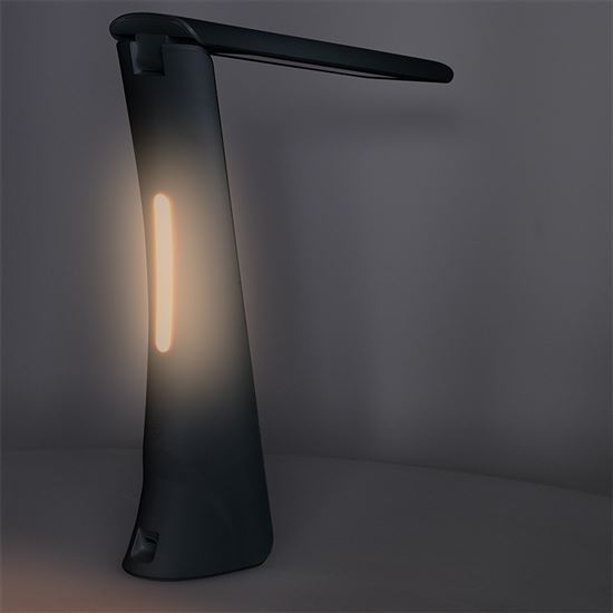 Solight LED stolní lampička nabíjecí, 5W, display, změna chromatičnosti, USB, černá