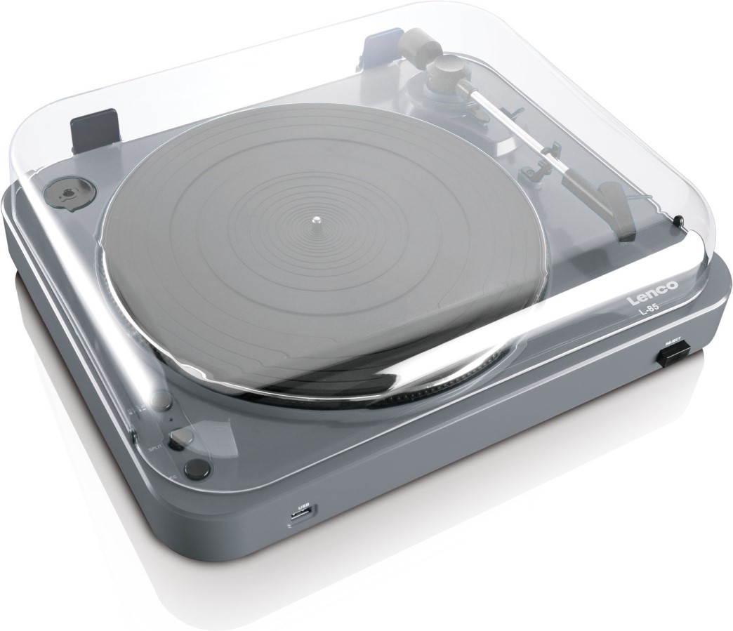 Lenco L 85 Grey - MIDI gramofon s přímým kódování do MP3,z vinylu na USB