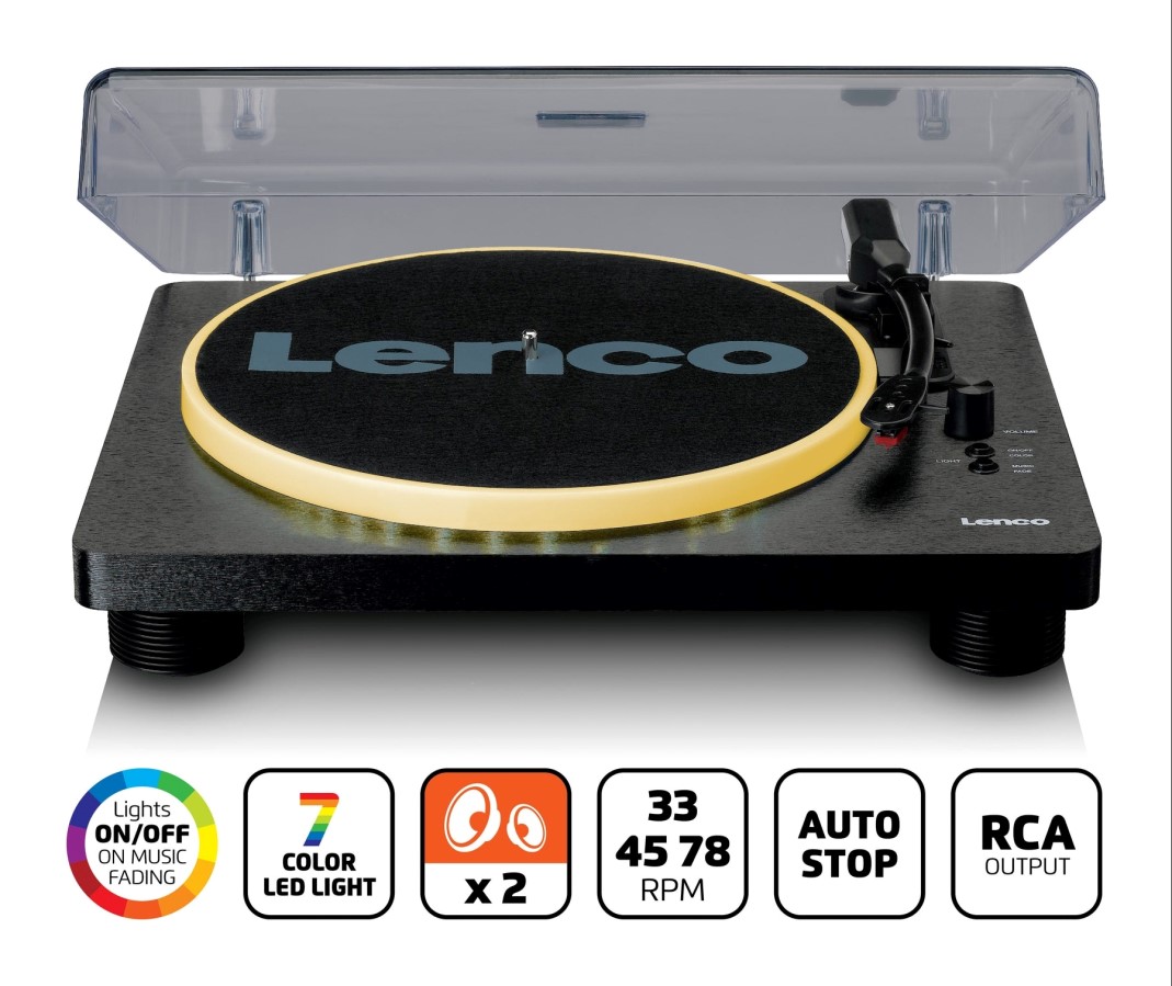 Lenco LS-50LEDBK - gramofon s reproduktory a LED osvětlením