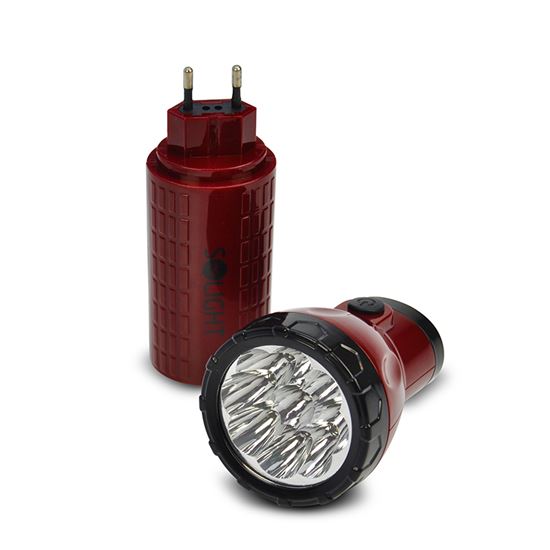 Solight nabíjecí LED svítilna, plug-in, Pb 800mAh, 9x LED, červenočerná
