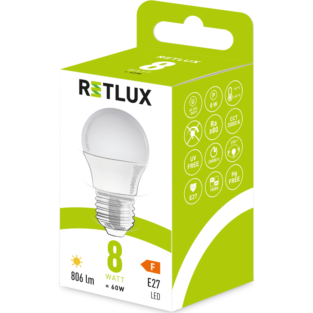 RLL 441 G45 E27 miniG 8W WW RETLUX