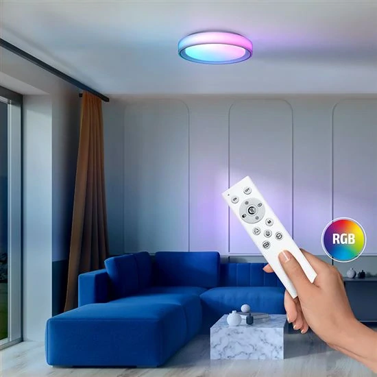 Solight LED osvětlení s dálkovým ovladačem Floco, 30W + 6W RGB, 2100lm, 40cm, změna chromatičnosti, stmívatelné