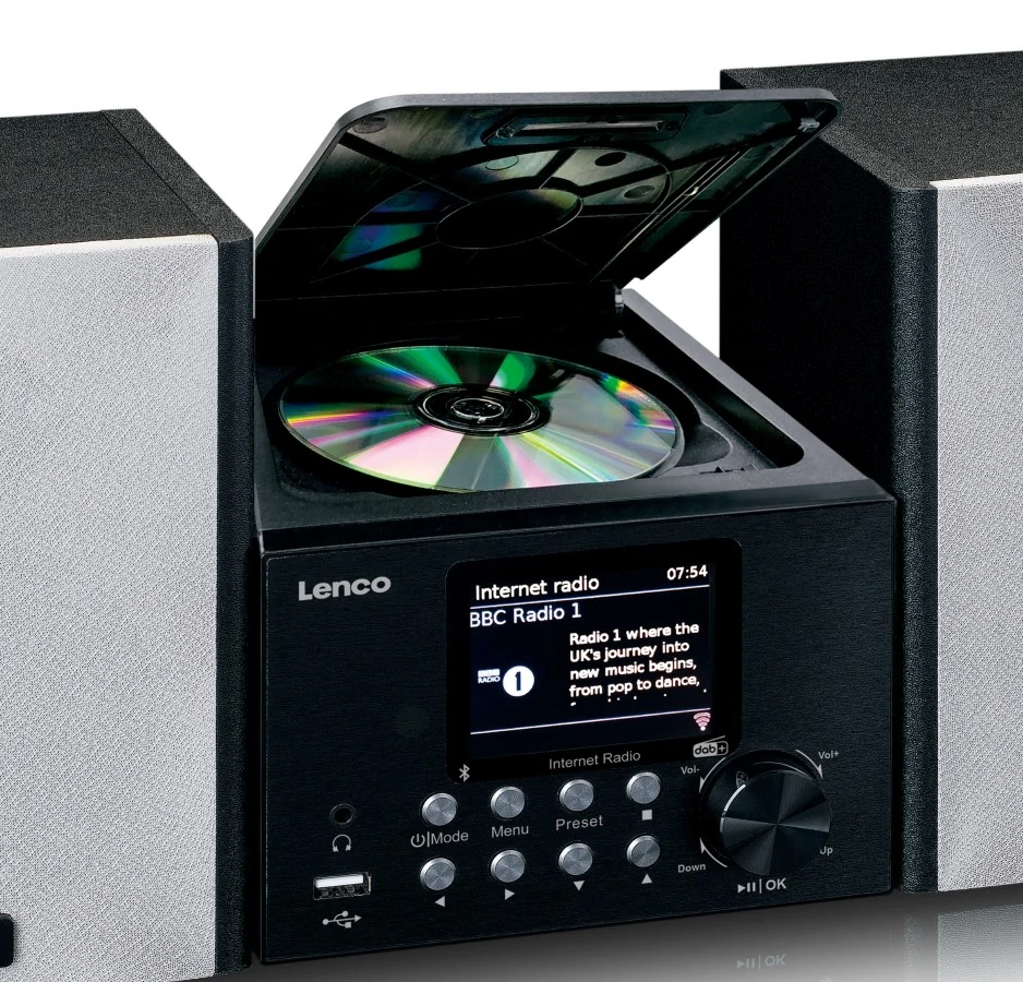 Lenco MC-250BK - mikrosystém s CD, USB, internetové rádio, FM/DAB+ a Bluetooth
