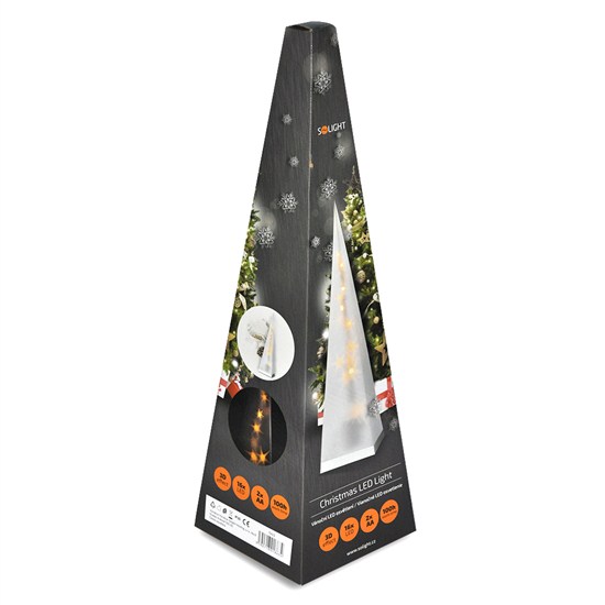 Solight LED vánoční pyramida, 3D efekt světla, 45cm, 3 x AA, teplá bílá
