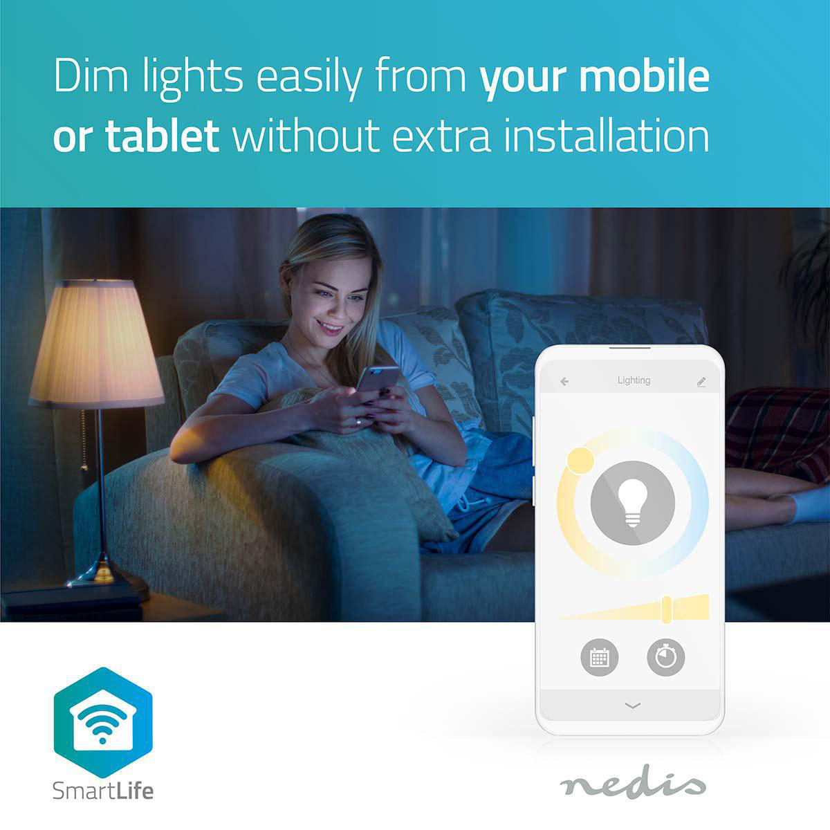 SmartLife LED Bulb Wi-Fi | E27 | 800 lm | 9 W | Teplá Bílá | 2700 K | Energetická třída: A+ | Android™ / IOS | A60