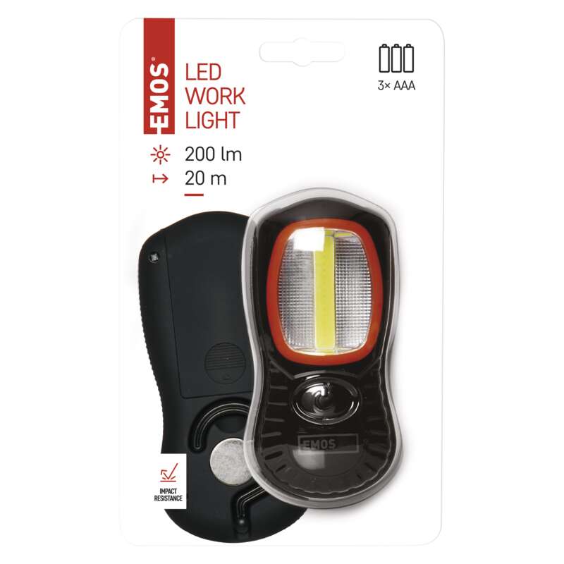 COB LED + LED pracovní svítilna P3883, 200 lm, 3× AAA