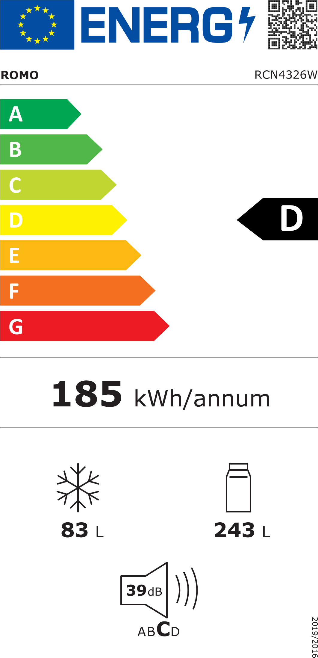 CHLADNIČKA KOMBINOVANÁ RCN4326W