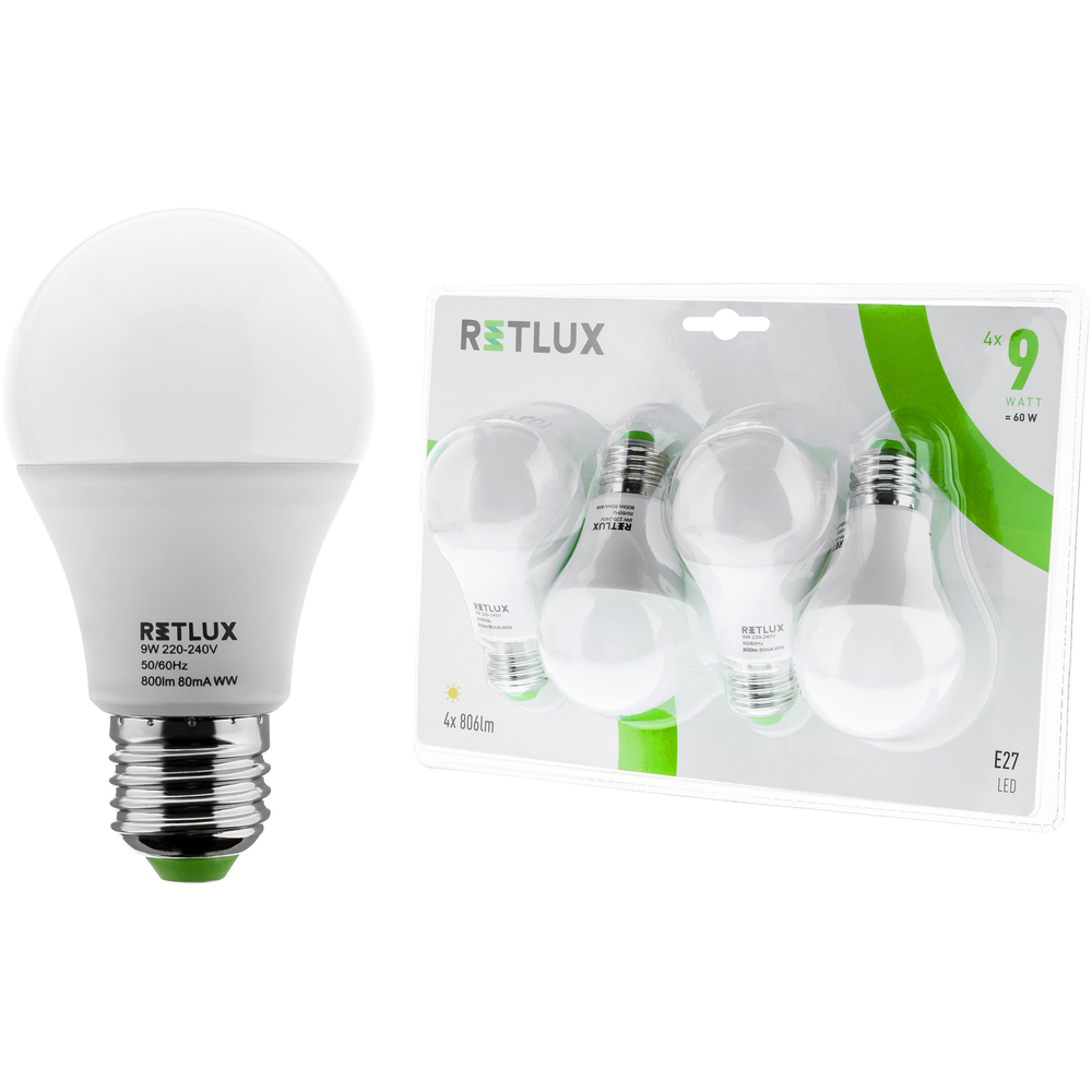 REL 19 LED A60 4x9W E27 RETLUX