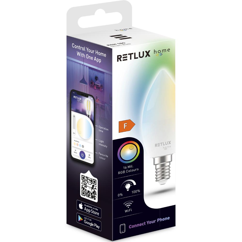 RSH 100 C37 E14 žár. 4,5W RGB CCT RETLUX LED SMART žárovka